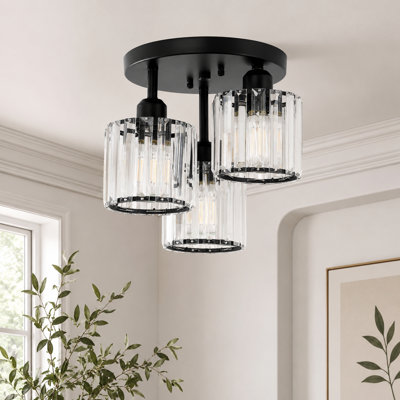 Modern Ceiling Light Fixtures, 3 - Light Semi Flush Mount Ceiling Light With Clear Glass Shade