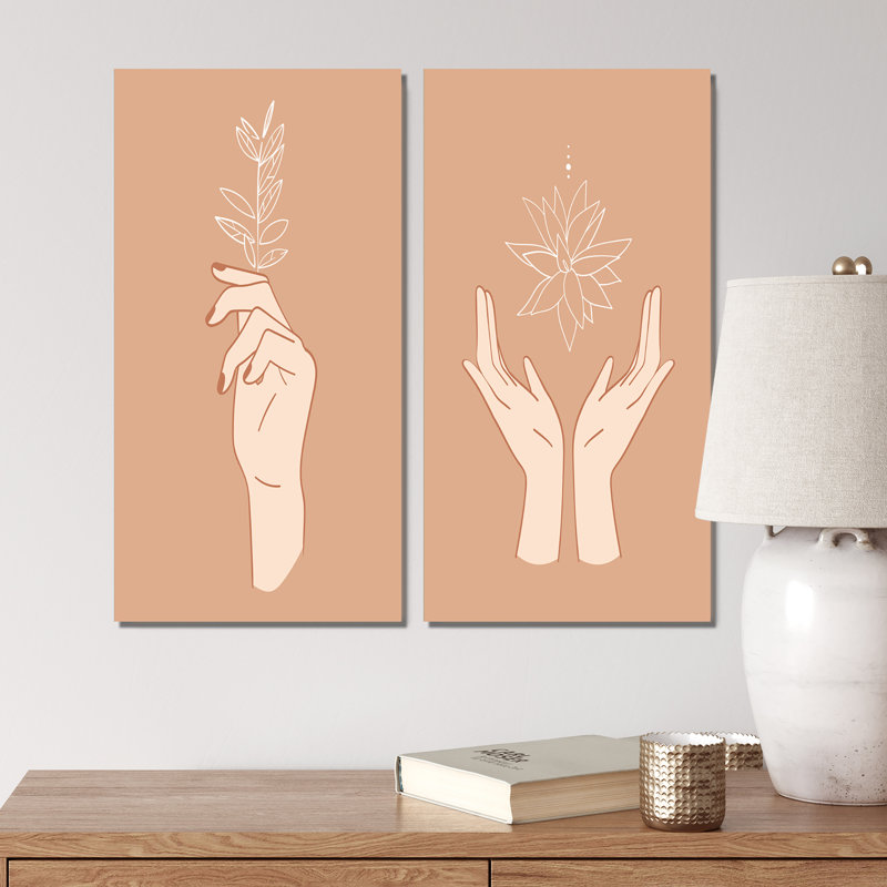 «Leaves and Spirit Minimalist I», ensemble de 2 impressions, Toile tendue, H 20 po x l 24 po x P 1 po