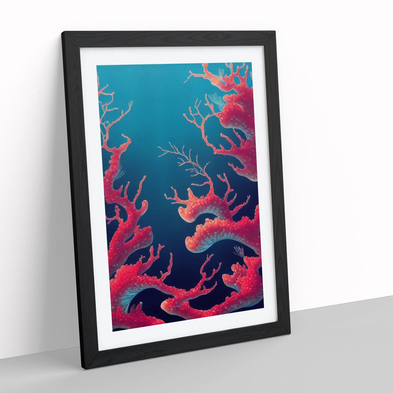 Stunning Coral - Single Picture Frame Print, Black , 64cm H x 46cm W x 2cm D