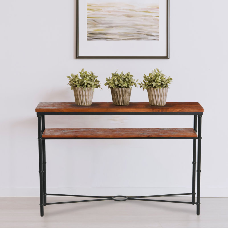 Console en bois massif et métal Saratoga, Noyer chaud