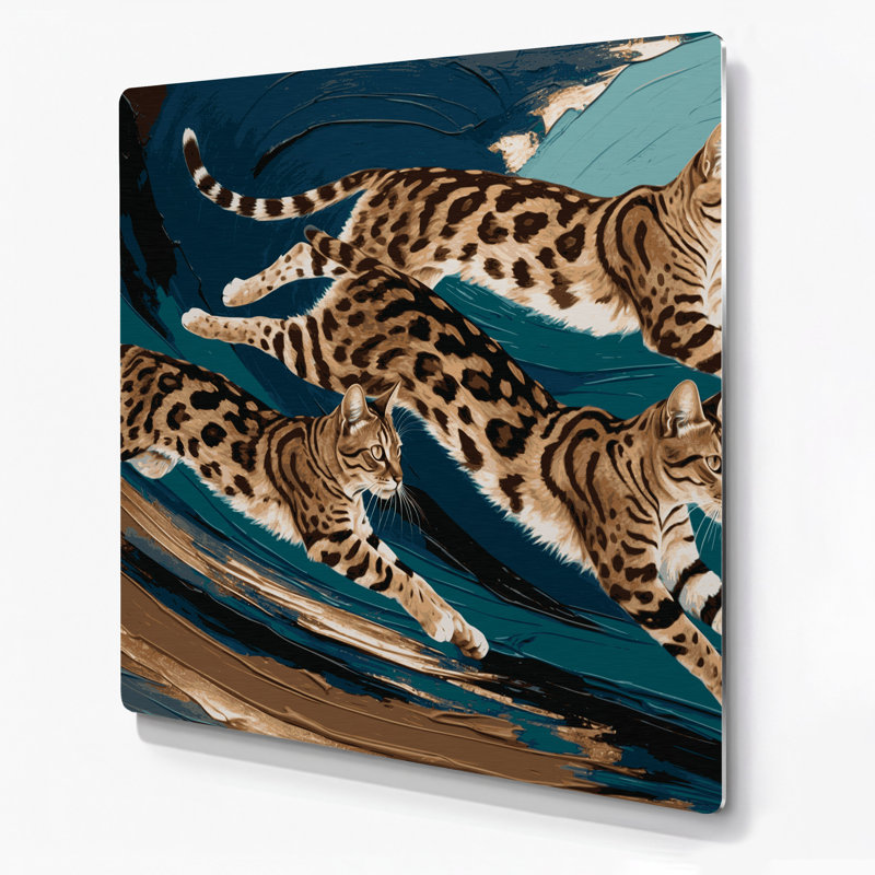 Cats California Spangled Grey Metal Wall Art, 144" H x 144" W x 0.05" D