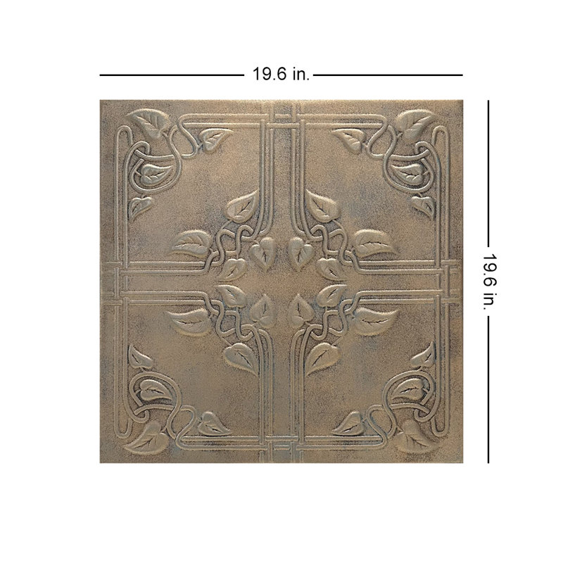 Tuile de plafond en polystyrène collé 1,6 pi x 1,6 pi Ivy Leaves, Cuivre vieilli