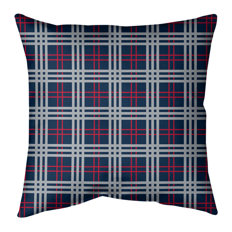 Housse de coussin carré et insert, 16 po x 1 po, Bleu nautique / rouge / argent nouveau siècle
