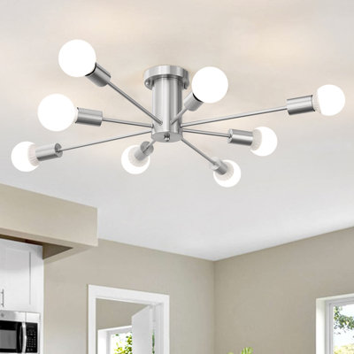 Dushka 8-Light 30.12'' Dimmable Sputnik Sphere  Modern Linear Chandelier Semi Flush Mount Ceiling Fixture