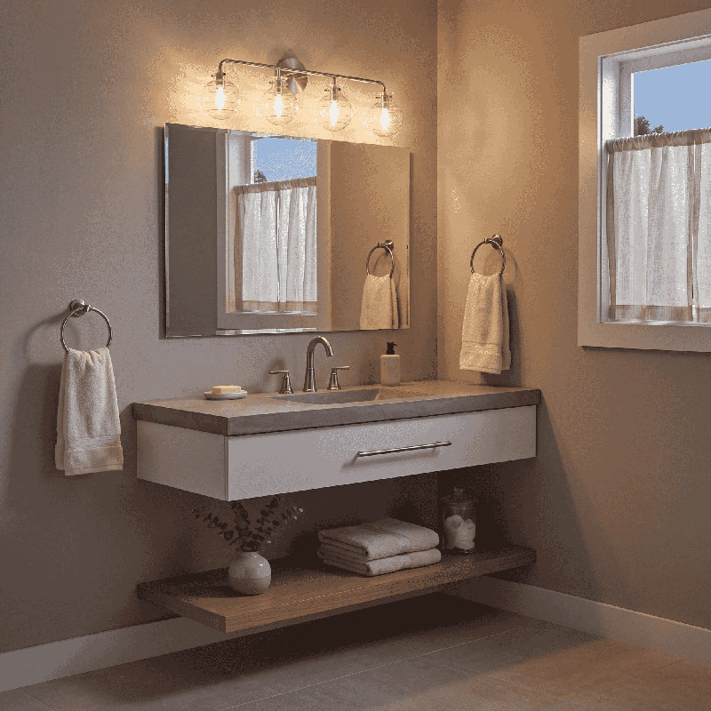 Annalucia 4 - Light Vanity Light in Silver, 10" H x 30.5" W x 30.5" D, Silver, 4 Lights
