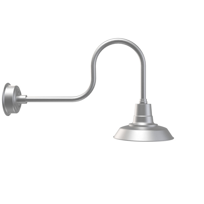 Luminaire de grange d’extérieur à del Haleigh, H 22,78 po x l 12 po x P 37 po, Argent galvanisé
