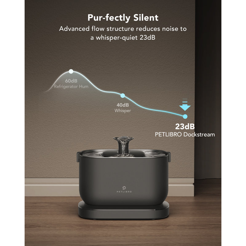 Black Stainless Steel Wireless Pet Water Fountain