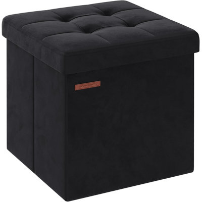 Ruy 38cm Wide Tufted Square Solid Colour Footstool Ottoman with Storage