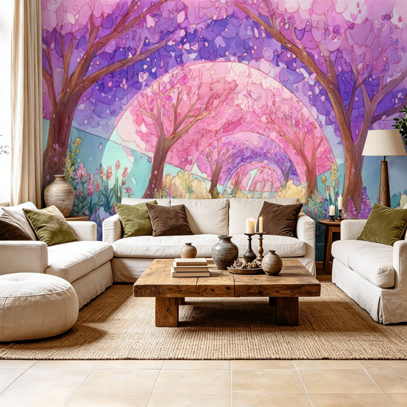 Papier peint adhésif auto-adhésif moderne pour la chambre à coucher avec auvent floral de rêve L 69 po x l 96 po Peel and Stick