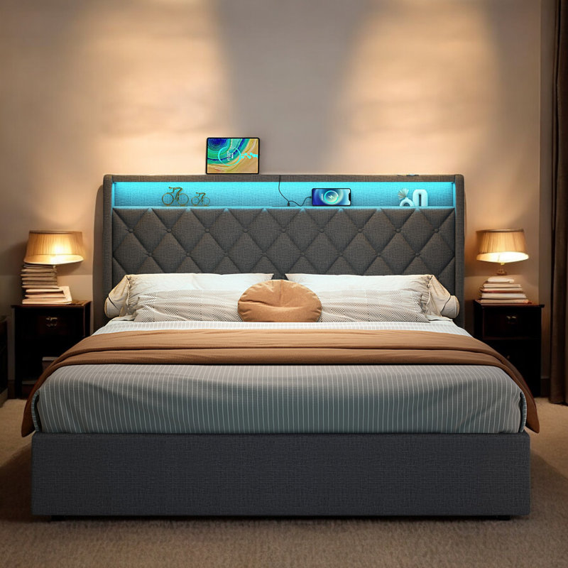 Devantae Upholstered Ottoman Storage Bed, King (5')