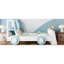 Lit simple bleu et blanc en forme de voiture, rangement pour les essentiels et plateforme basse, lit de construction, organisation de chambre à coucher avec tablettes, construction à niveau-1807438174