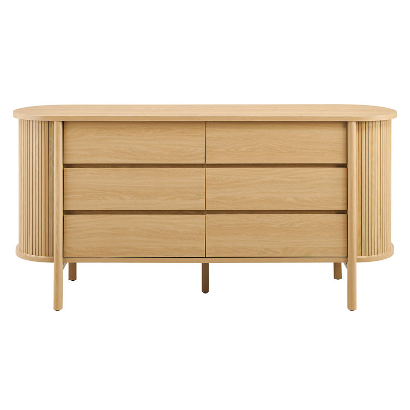 Commode courbée 6 tiroirs Cadence, Chêne