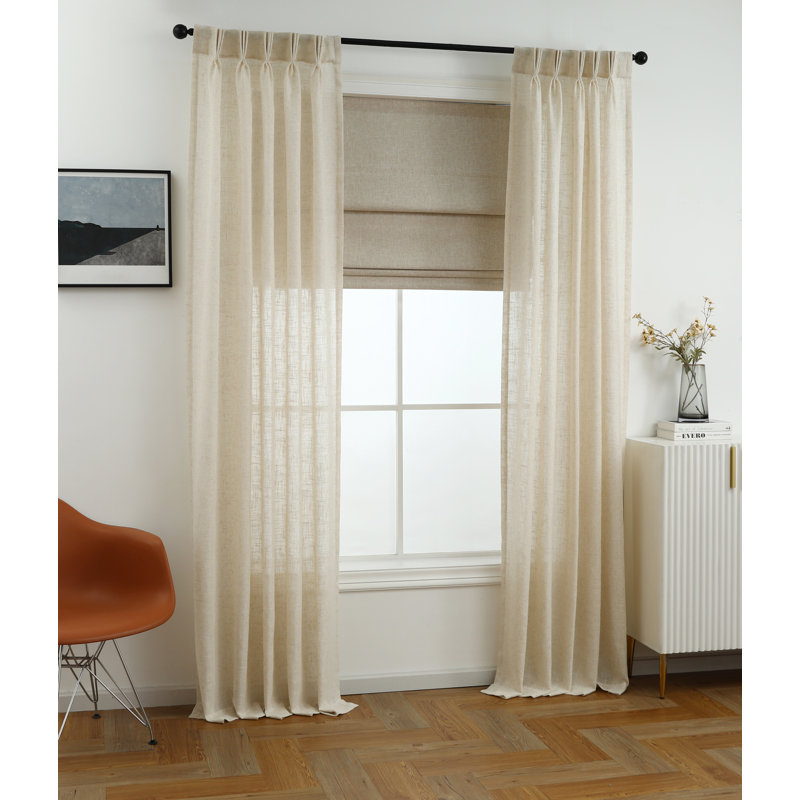 Cordless 100% Blackout Cotton Roman Shade, Natural Linen, 27"W x 64"L