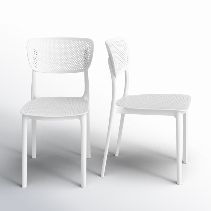 Farrah Stacking Patio Dining Side Chair, White