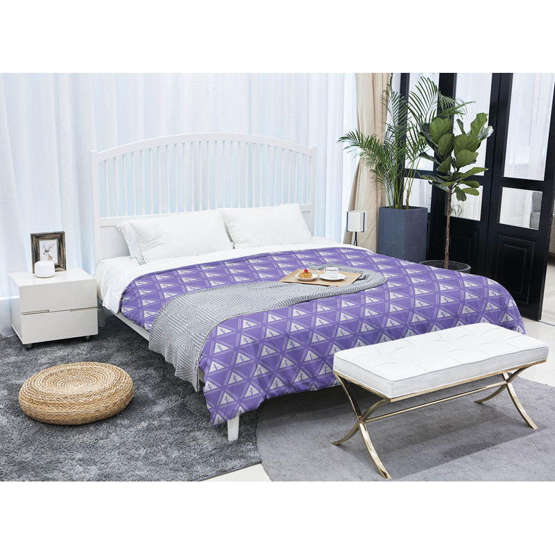 Édredon réversible en microfibre Theo Nath, Édredon grand, Mauve / Blanc