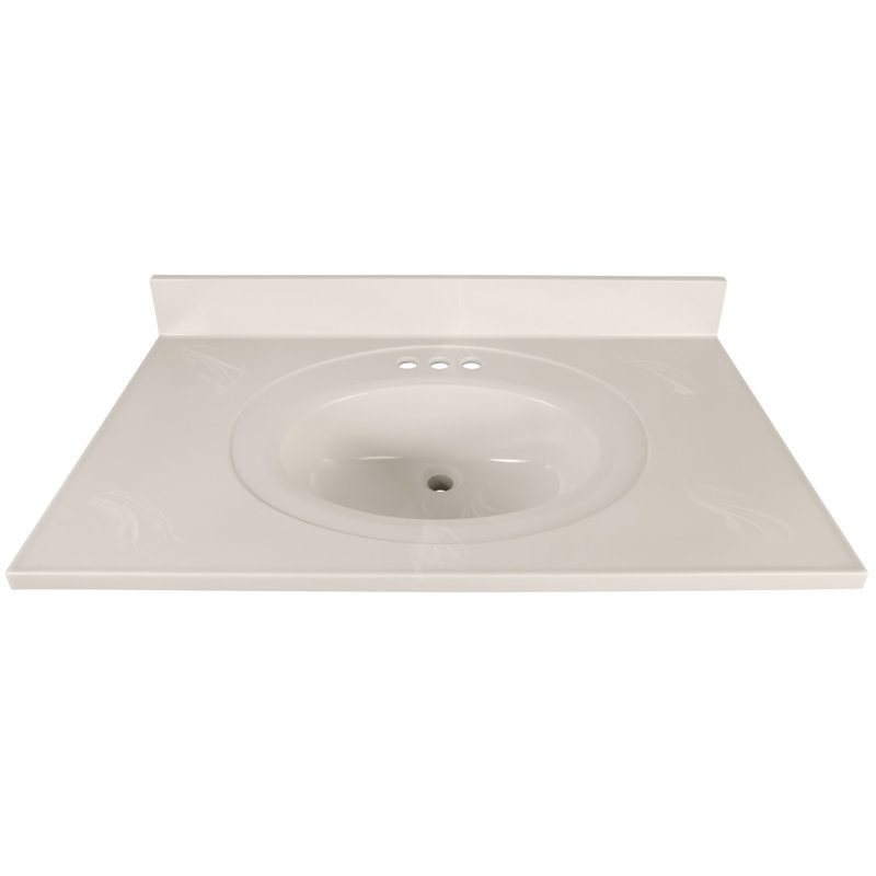 Modern Birch 37" Bathroom Vanity with White Marble Top