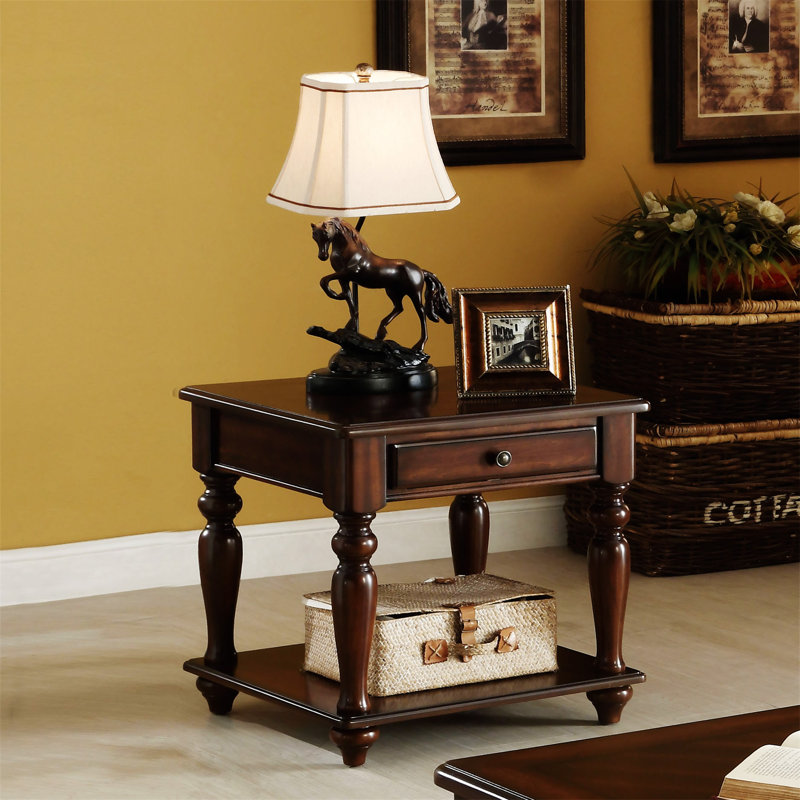 Table de bout avec rangement Attison, Noyer