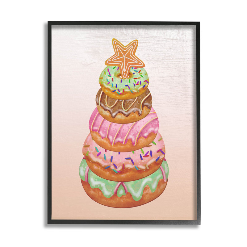 Beignets saisonniers empilés - 252, Giclée encadrée noir minuit, H 14 po x l 11 po x P 1,5 po