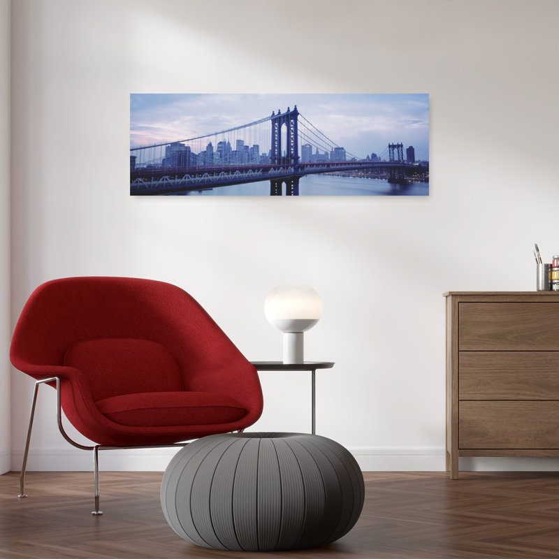 Skyscrapers In A City, Manhattan Bridge, Nyc, New York City, New York State, Usa Modern Abstract Architecture City Wall Art