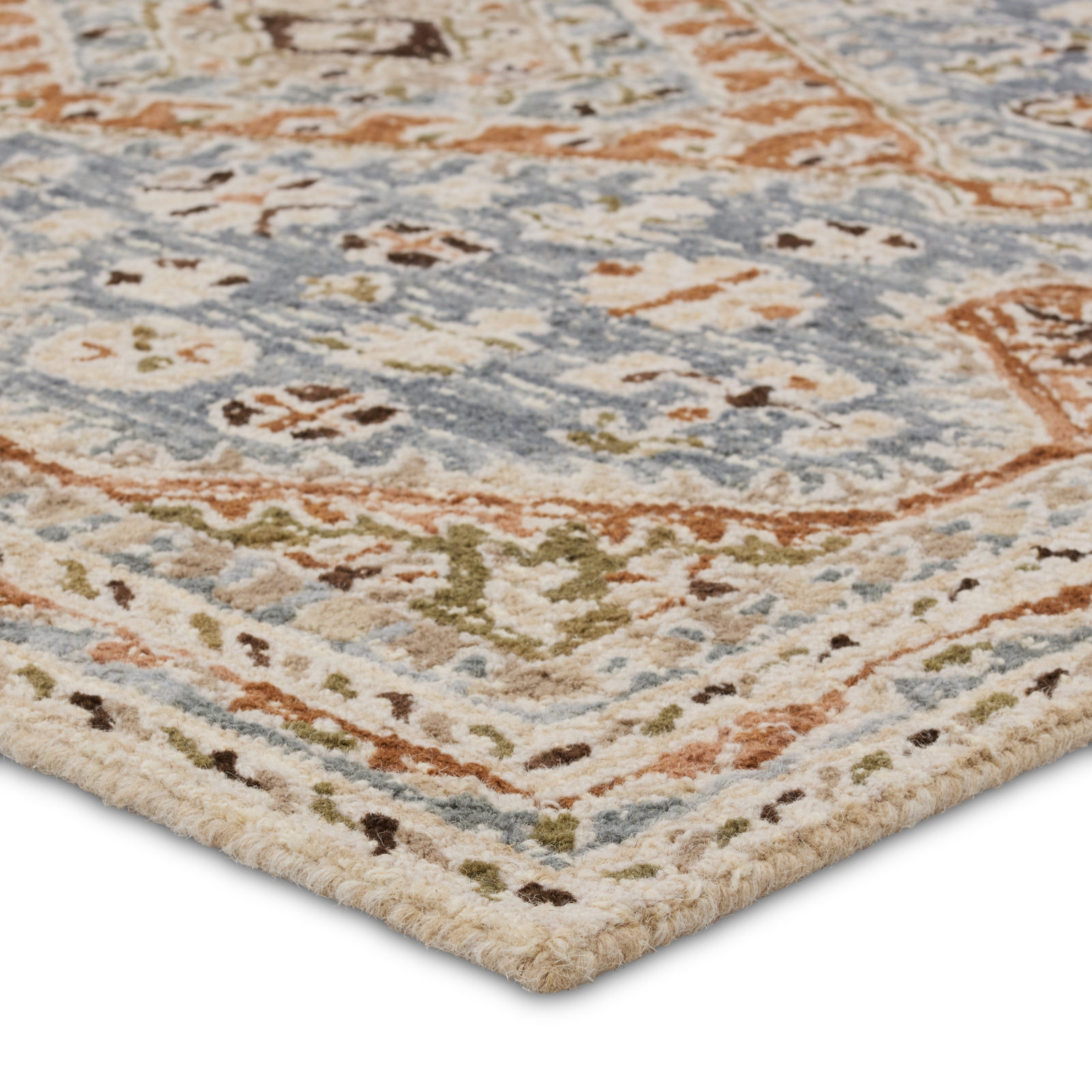 Murphie Handmade Wool Blue/Brown Rug, Rectangle 9' x 12'