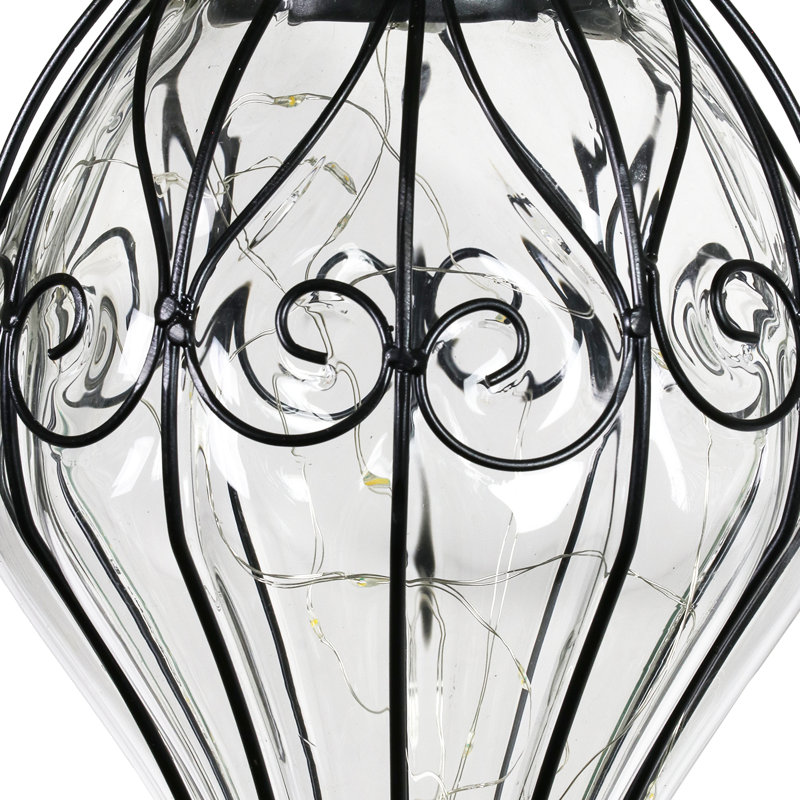 Elegant Clear Glass Solar Hanging Lantern with LED Lights