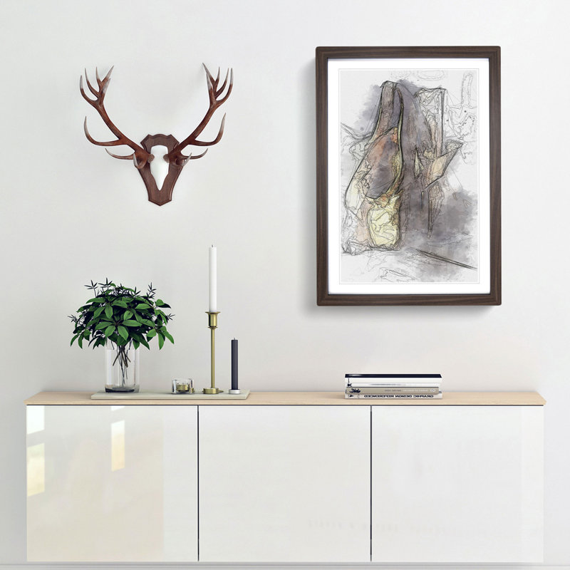 Ballerinas Slippers in Abstract - Picture Frame Graphic Art Print, 48cm H x 36cm W x 2cm D, Walnut Framed