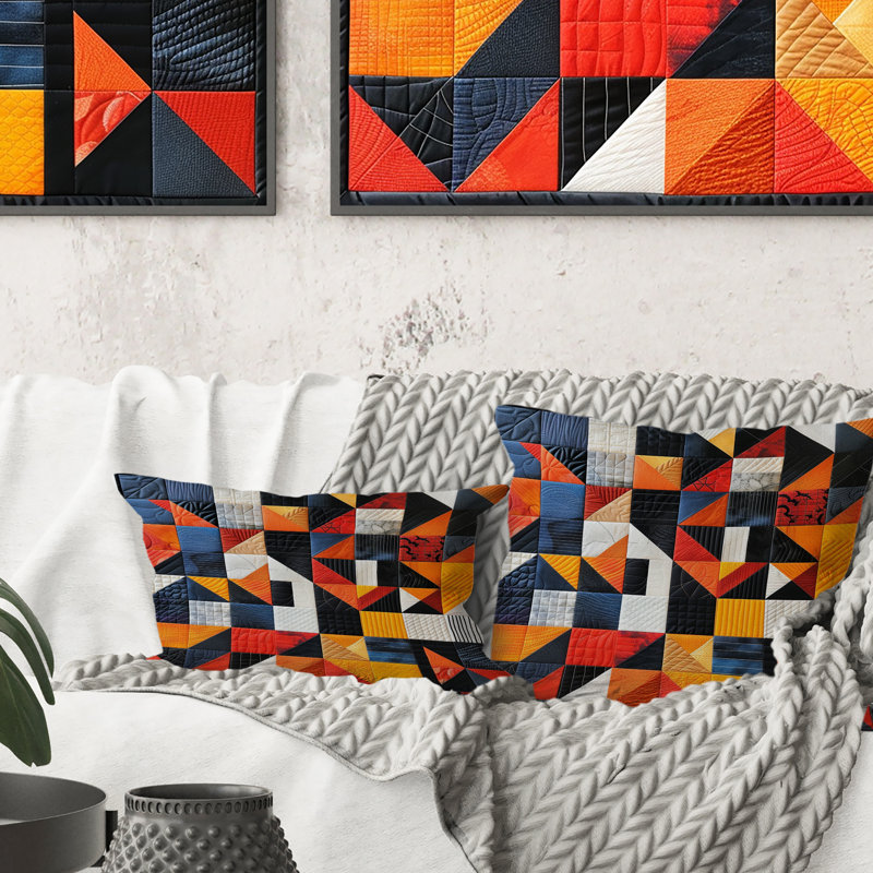 Orange, jaune, formes géométriques modernes I - coussin lombaire moderne