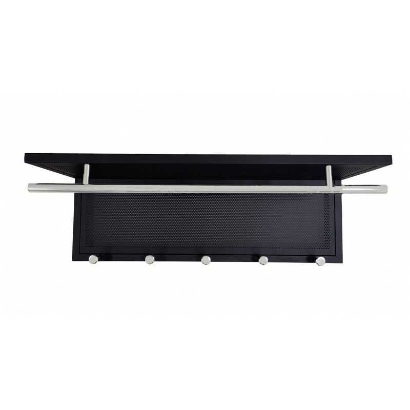 Wall Mounted Metal Coating Hook with Shelf, Black