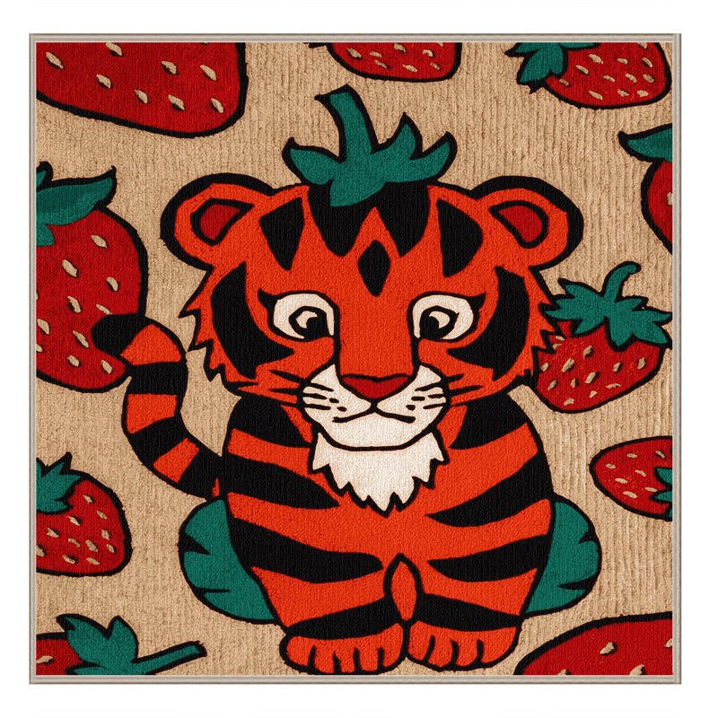  Tapis lavable tigré aux gros chats, Carré 4 pi