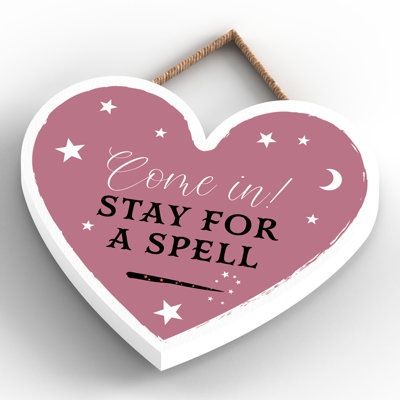 Witch Come In Wooden Heart Plaque