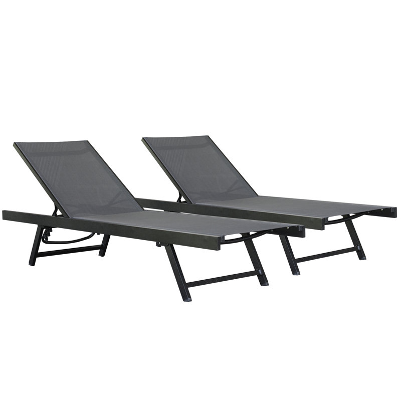 Keilia Aluminum Urban Sun Lounger Made with Premium Phifertex Outdoor Fabric, Black