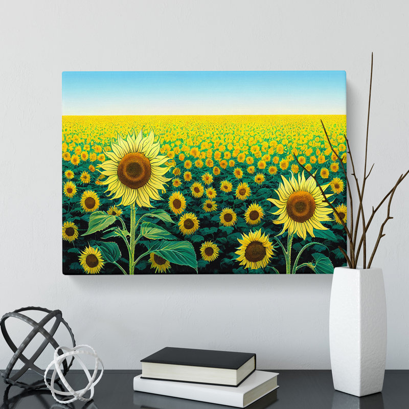 Astonishing Sunflower Field - Wrapped Canvas, 50cm H x 76cm W x 3cm D