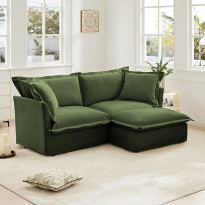 Canapé modulaire 2 places à housse avec repose-pieds convertible