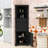 Triangle Bathroom Corner Cabinet with Adjustable Shelves, Triangle Drawers and Enclosed Storage-1437062274