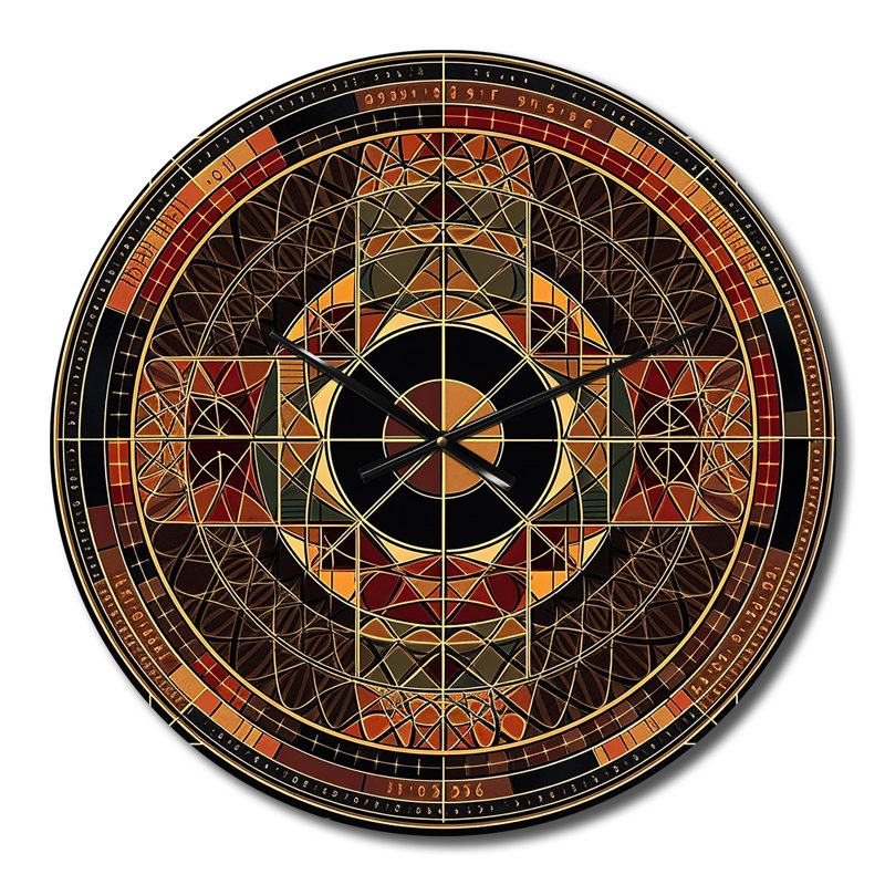 Illustration de mandala sacré mystérieux rétro II - horloge murale moderne géométrique, Petit