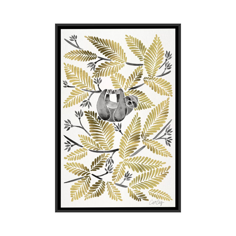Strickler or paresseux, H 26 po x l 18 po x P 1,5 po, Toile avec cadre noir, Pas de tapis