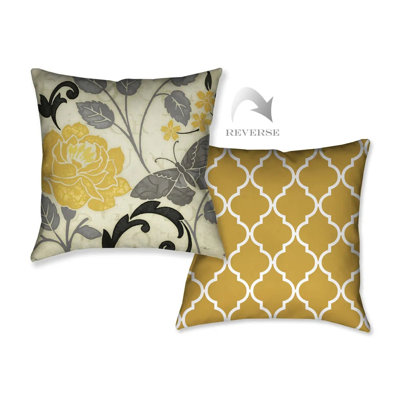 Perfect Petals I Yellow Indoor Decorative Pillow