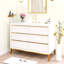 Meuble-lavabo autoportant 48 po avec comptoir en quartz blanc Carrara, 6 tiroirs
