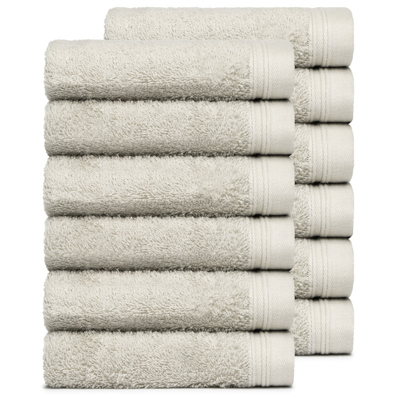 Graciela 12 Piece 100% Cotton Washcloth Set, Silver
