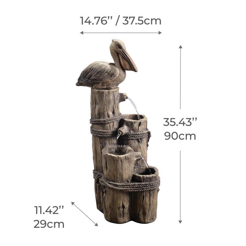 Cronan 4-Tier Outdoor Cascading Water Fountain with Pelican and Pier Post Design