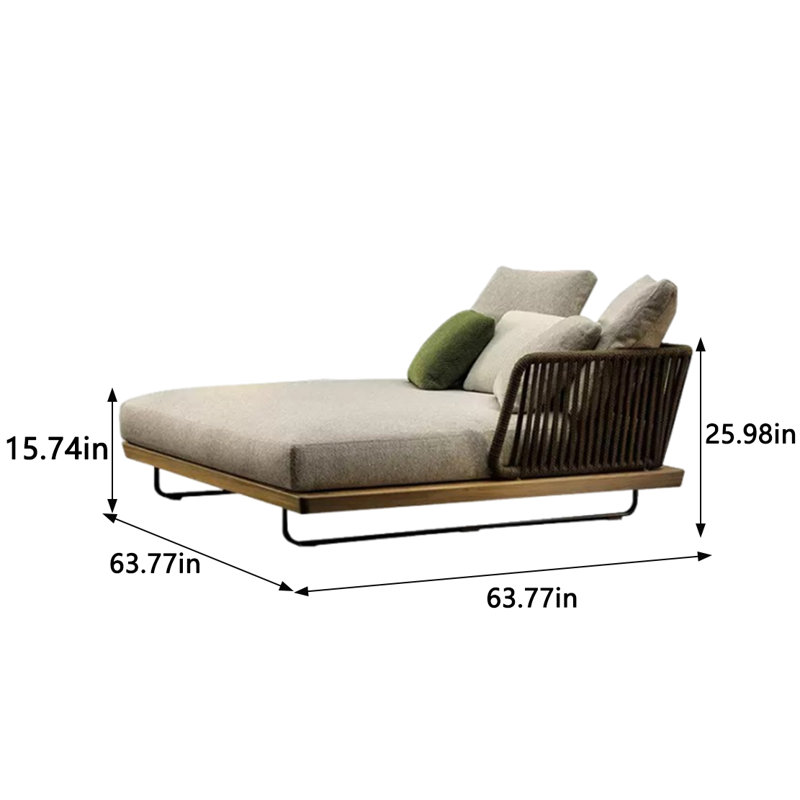 Aluminum Frame Outdoor Chaise With Teak Outdoor Teak Wood Chaise Lounge , Cushion Included