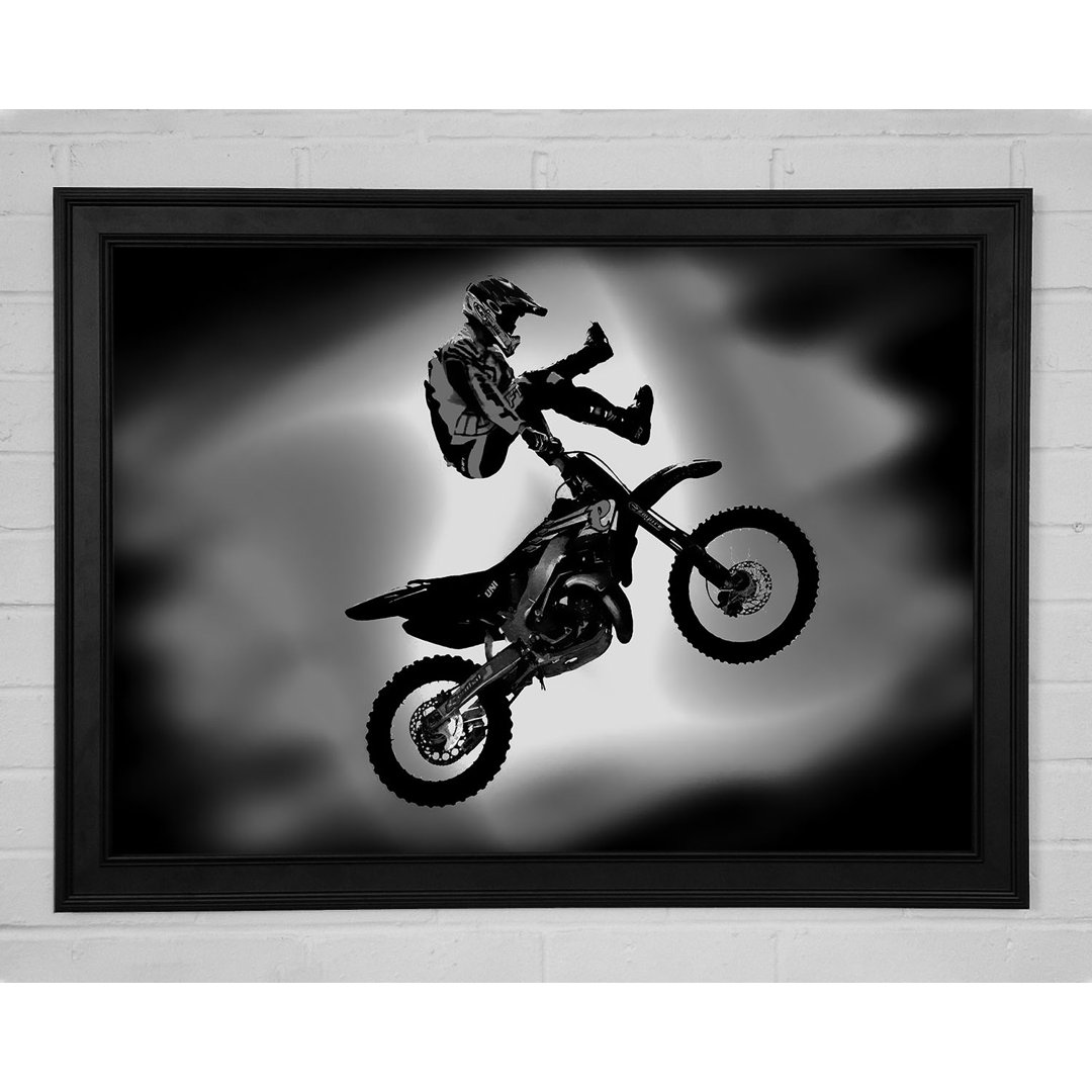 Free Style Motorcross B N W - Einzelner Bilderrahmen Druck auf Papier