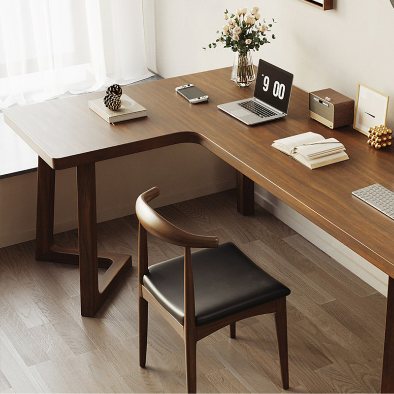 Nut-Brown Rectangular Solid Wood Desk | Stylish & Durable