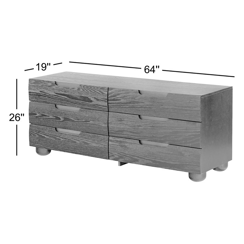 Beethoven Wood 6 Drawer Dresser, Black