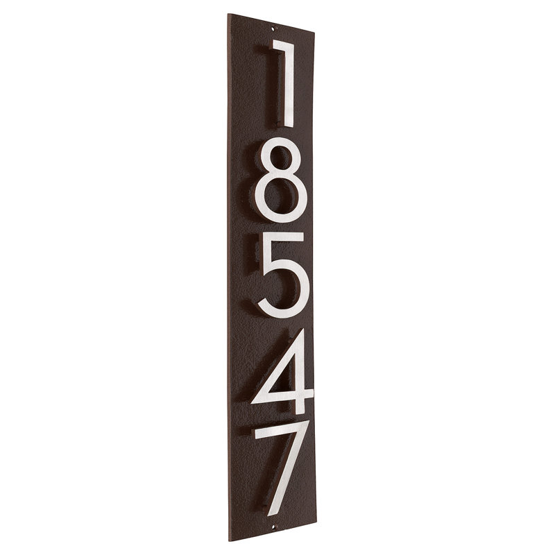 Plaque d'adresse verticale flottante 4 po (5 chiffres), Bronze romain, Nickel satiné deux tons, Oui