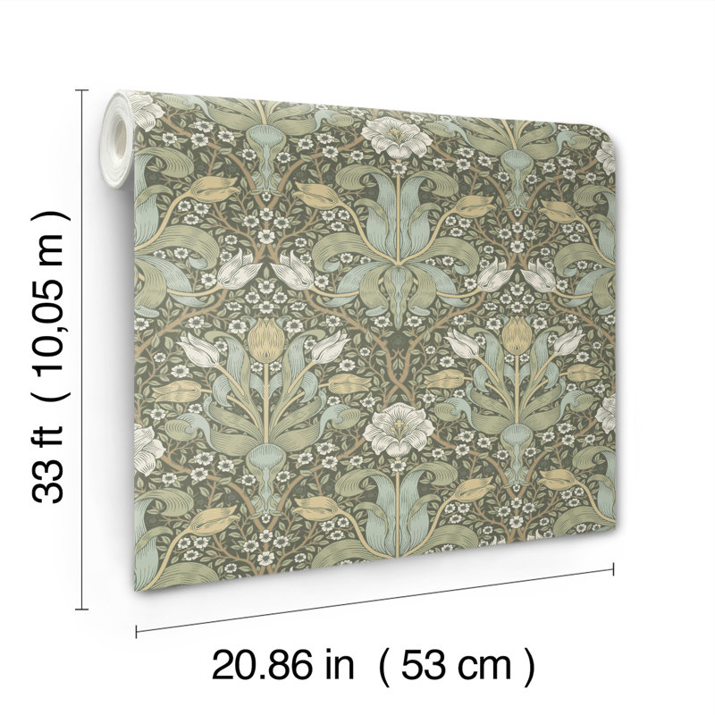 Papier peint damas Spring, Vert