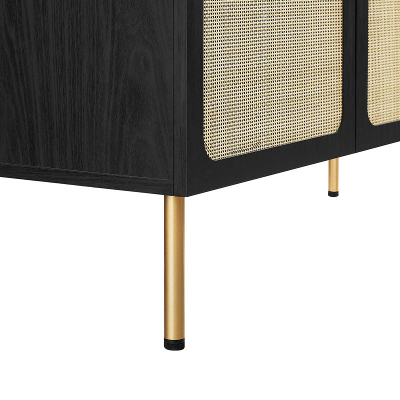 Modway Chaucer 48'' Double Bathroom Vanity with Wood Top, Black/Gold, White