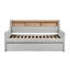 1Pc Daybed With Pull-Out Trundle Bookcase Side Panel Charging Ports Nailhead Trim
