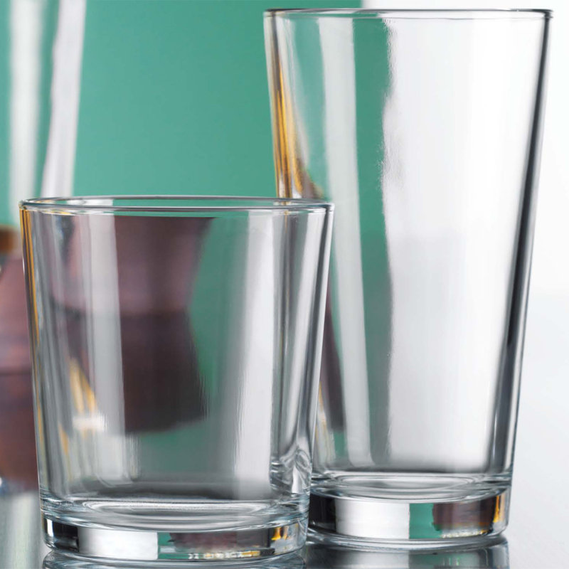 Drinking Glasses Set Of 16, 8 Highball Glasses (17oz.), 8 Rocks Glass Cups (13 oz) Beer Glasses