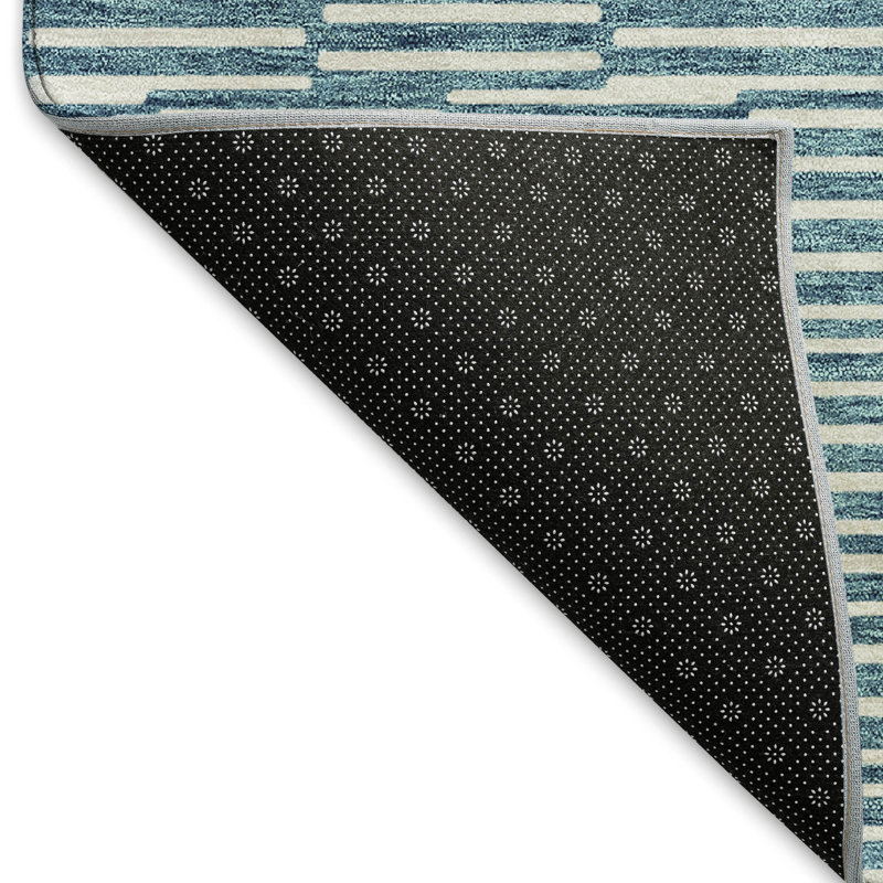 Premium Machine Washable Prisco Teal Rug, Rectangle 5' x 7'6"